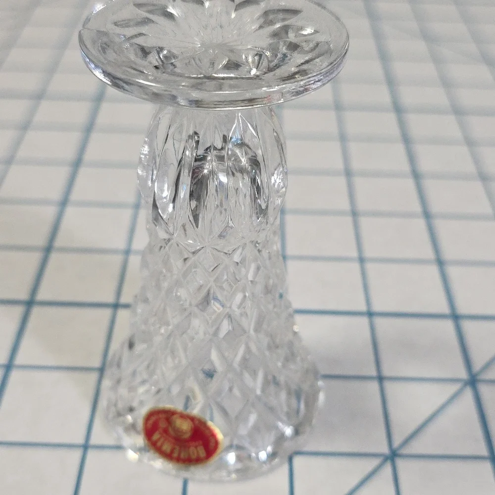 Miniature‎ Footed Bohemia Crystal Bud Vase, Vintage 4